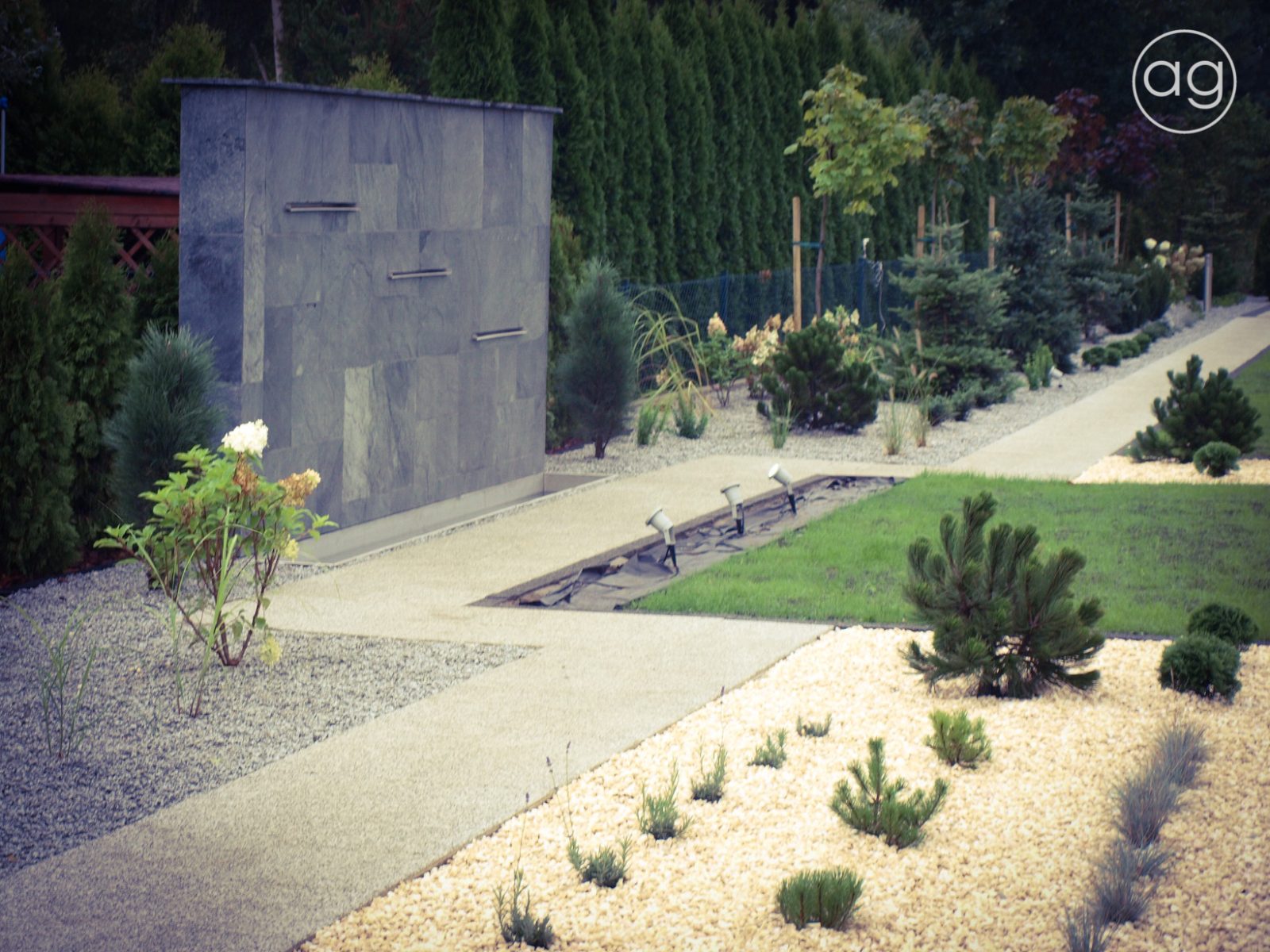 ściana wodna w ogrodzie, kaskada, agnieszkagertnerblog, Agnieszka Gertner, projektowanie ogrodów